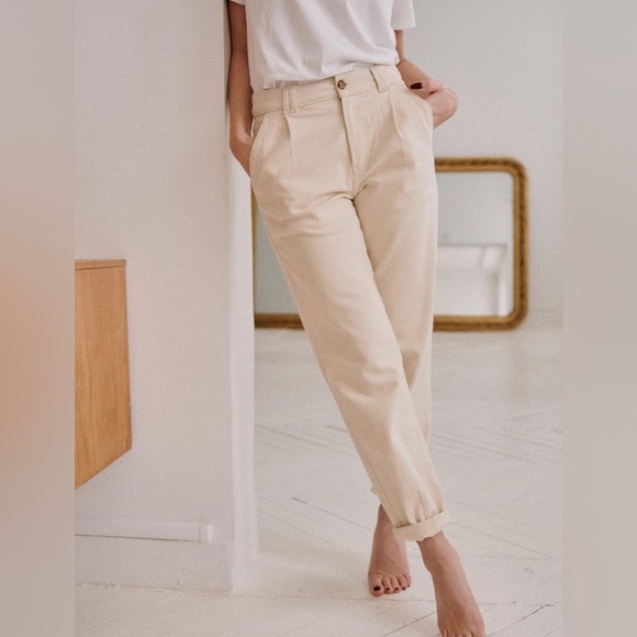 Sezane Pants - Sézane Womens Manu Trousers‎ Jeans Pants Cream 33